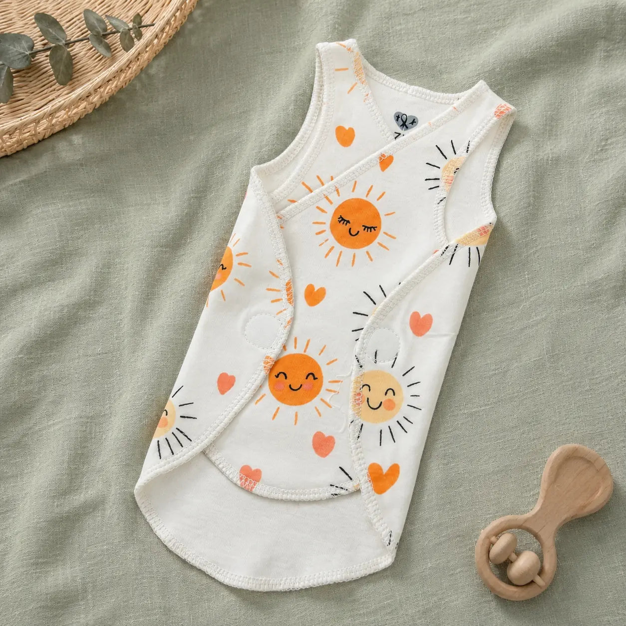 White Sun Print – Preemie / NICU Sleeveless Shirt – View 3