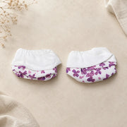 White Cute Flower Print – Preemie / NICU Socks – View 2
