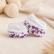 White Cute Flower Print – Preemie / NICU Socks – View 4