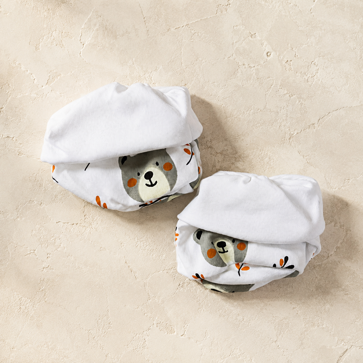 White Teddy Bear Print – Preemie / NICU Socks – Updated Accessories View 2