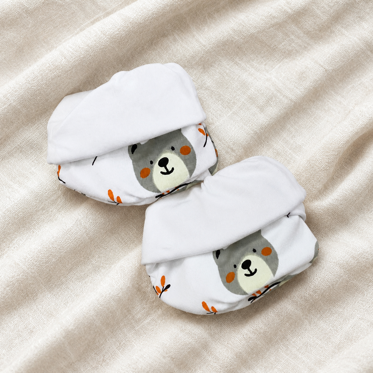 White Teddy Bear Print – Preemie / NICU Socks – Updated Accessories View 3