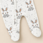Tiny Bunny | ZB bunny-print footed zipper baby romper, alternate view 3