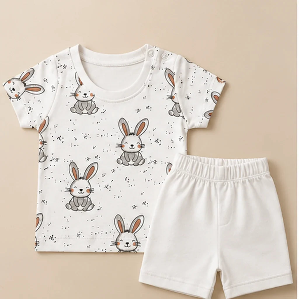 Tiny Bunny | ZB bunny-print top and shorts baby set, alternate view 1