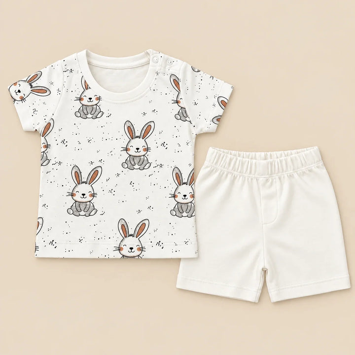 Tiny Bunny | ZB bunny-print top and shorts baby set, alternate view 4