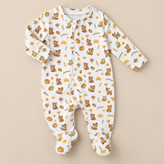 Tiny Tails | ZB woodland-print footed zipper baby romper, alternate view 2